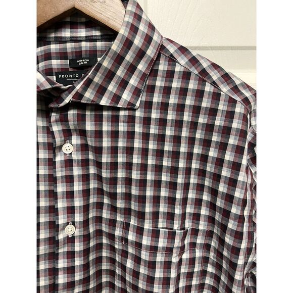 020-002 The Men's Wearhouse Pronto Uomo Men Size 17 34/35 Button Shirt - Picture 2 of 6